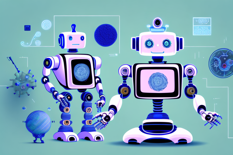 A robot surrounded by a variety of different objects