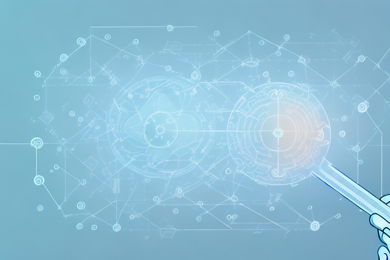 A computer with a neural network diagram around it