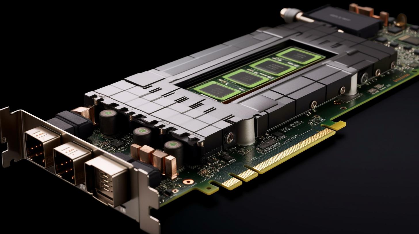 "Gráficas de tarjetas de video Nvidia Pro MX 640 y nuevas tarjetas gráficas Nvidia, presentadas con un estilo de cuadrícula que transmite energía pura."