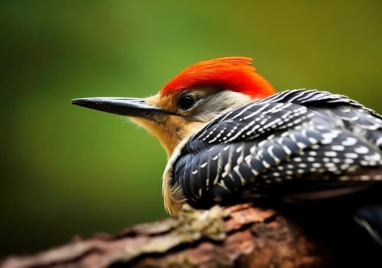 Un pájaro carpintero pelirrojo de América del Norte capturado en un estilo de salpicadura de color y profundidad de campo superficial, al estilo de una fotografía de National Geographic.