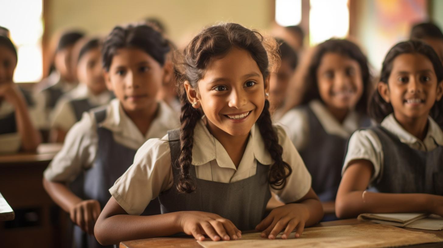 "Niños sonrientes en uniformes escolares, transmitiendo un mensaje de empoderamiento femenino."